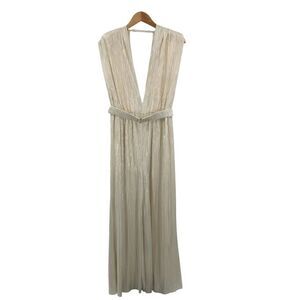 Sabina Musayev Peleg Off-white Sleeveless Plunge Jumpsuit L